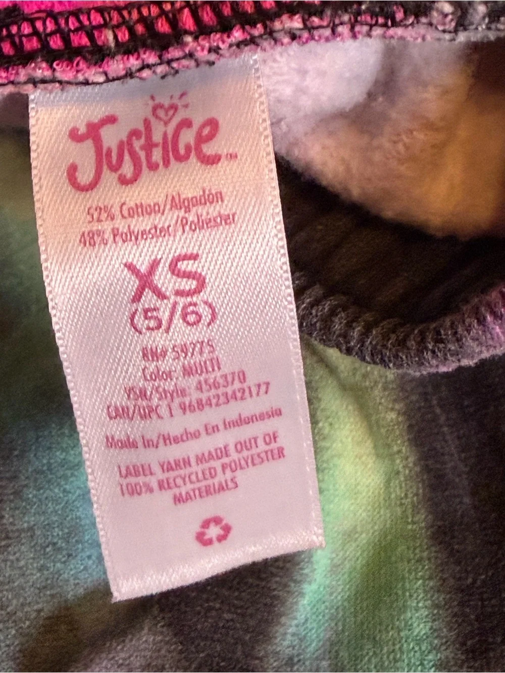Justice Y2K Girls XS 5/6 Tie Dye Hoodie Sweatpants 2 Piece Matching Set